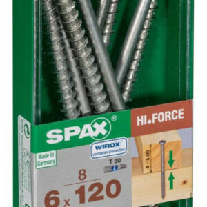 Lot de 8 vis acier tête fraisée bombée torx SPAX, Diam.6 mm x L.120 mm