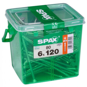 Lot de 80 vis acier tête plate SPAX, Diam.6 mm x L.120 mm