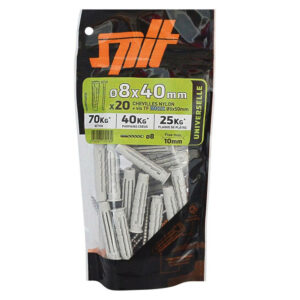 Lot de 20 Cheville murale avec vis SPIT, 8 x L.40 mm