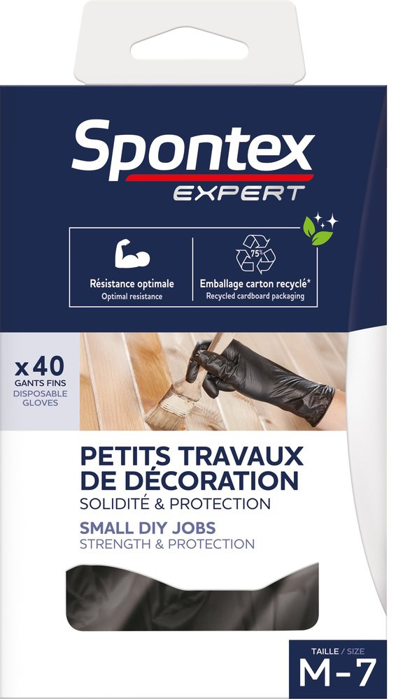 Lot 40 gants petits travaux M taille7 SPONTEX expert