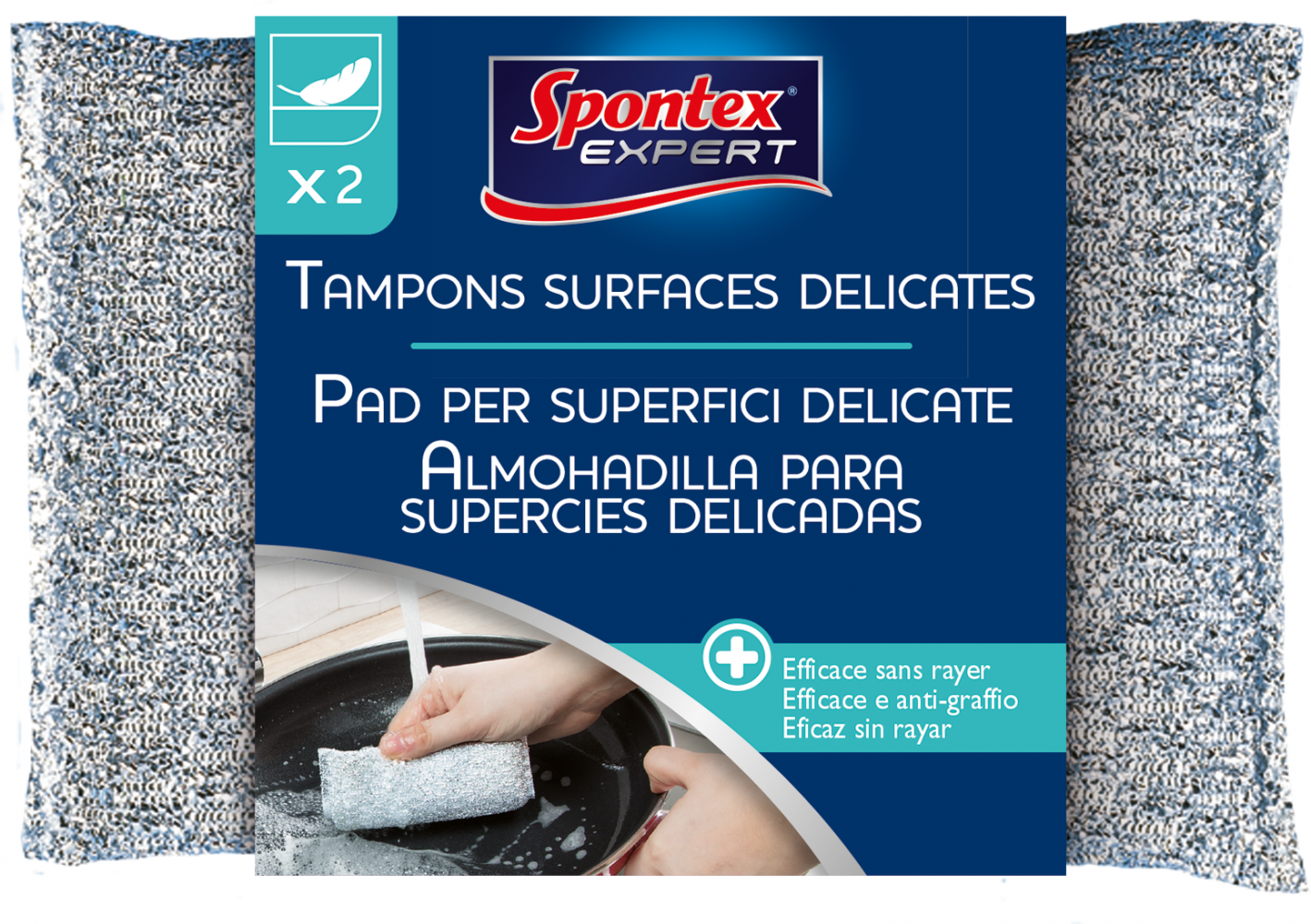 Tampon à récurer vitrocéramique fibre abrasive SPONTEX EXPERT X 2