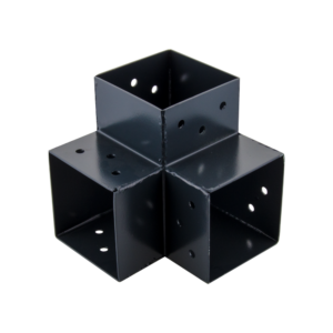 Connecteur 3D angle 90° pour poteau bois, H.9 x P.9 cm