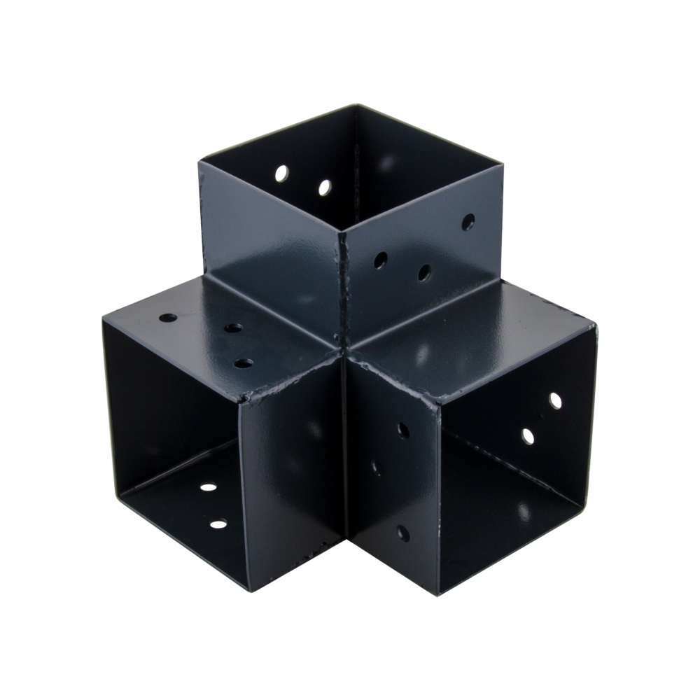 Connecteur 3D angle 90° pour poteau bois, H.9 x P.9 cm