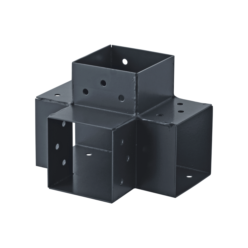 Connecteur 4D angle 90° pour poteau bois, H.9 x P.9 cm