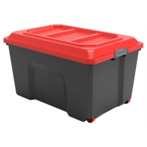 Malle à roulettes Locker noir et rouge 135L, L.78,6 x l.58.5 x h.45 cm
