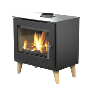 Poêle à bois étanche - Émile noir horizontal - acier et fonte - sortie Ø150 mm - design scandinave