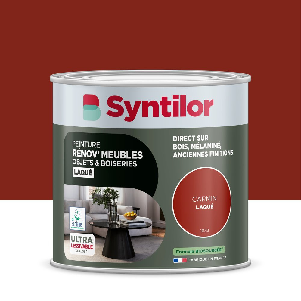 Peinture de rénovation meuble et objet SYNTILOR carmin laque 0,5L