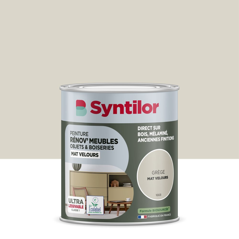 Peinture de rénovation meuble et objet SYNTILOR grege velours 0,25L