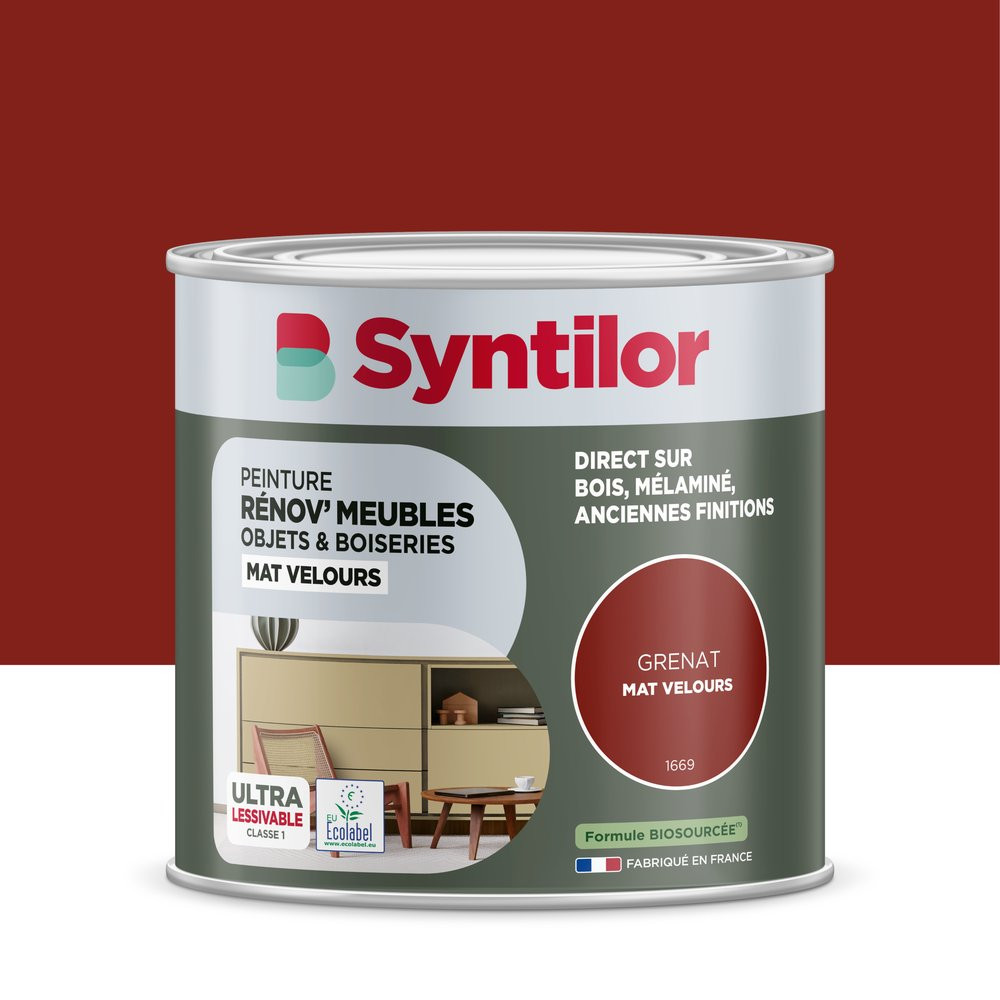 Peinture de rénovation meuble et objet SYNTILOR grenat velours 0,25L