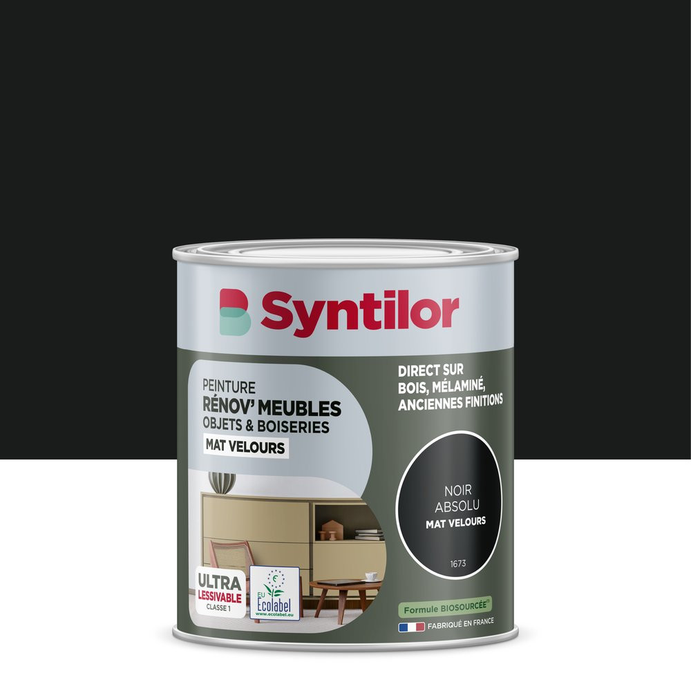 Peinture de rénovation meuble et objet SYNTILOR noir velours 0,25L