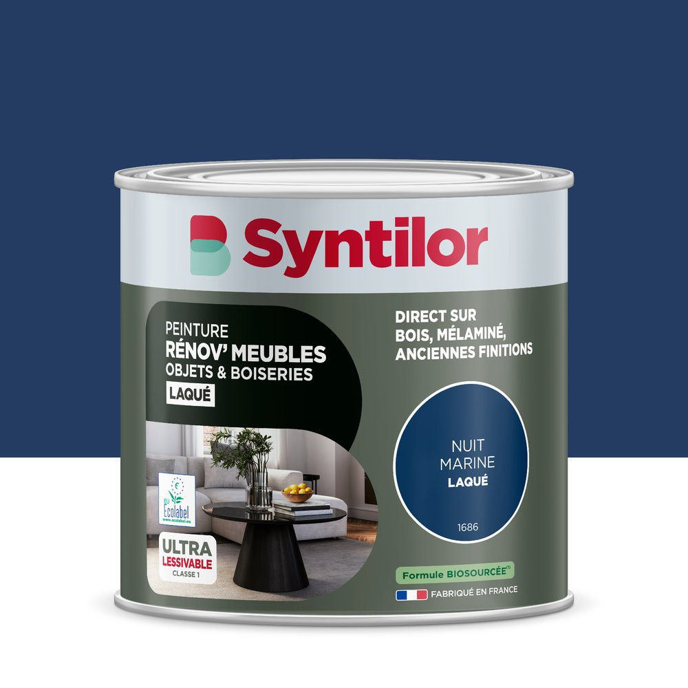 Peinture de rénovation meuble et objet SYNTILOR nuit marine laque 0,5L