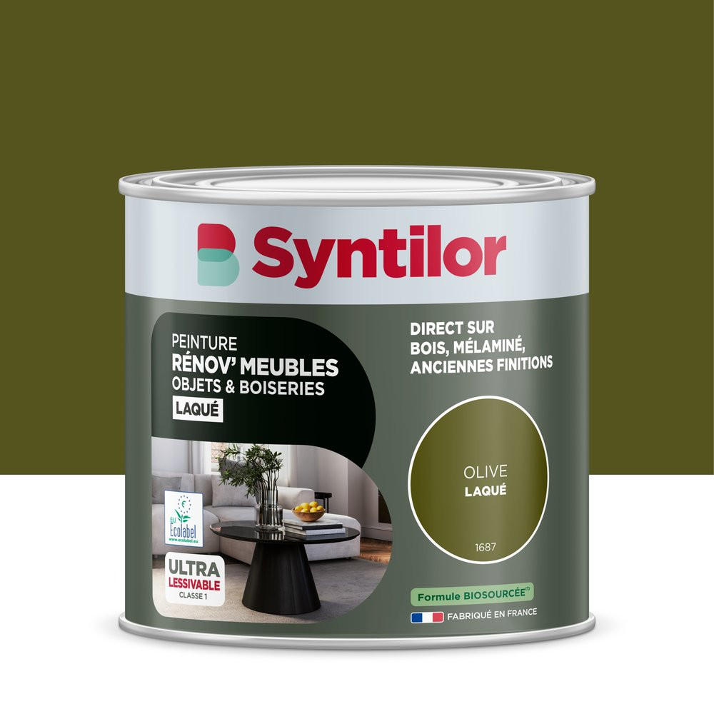 Peinture de rénovation meuble et objet SYNTILOR olive laque 0,5L