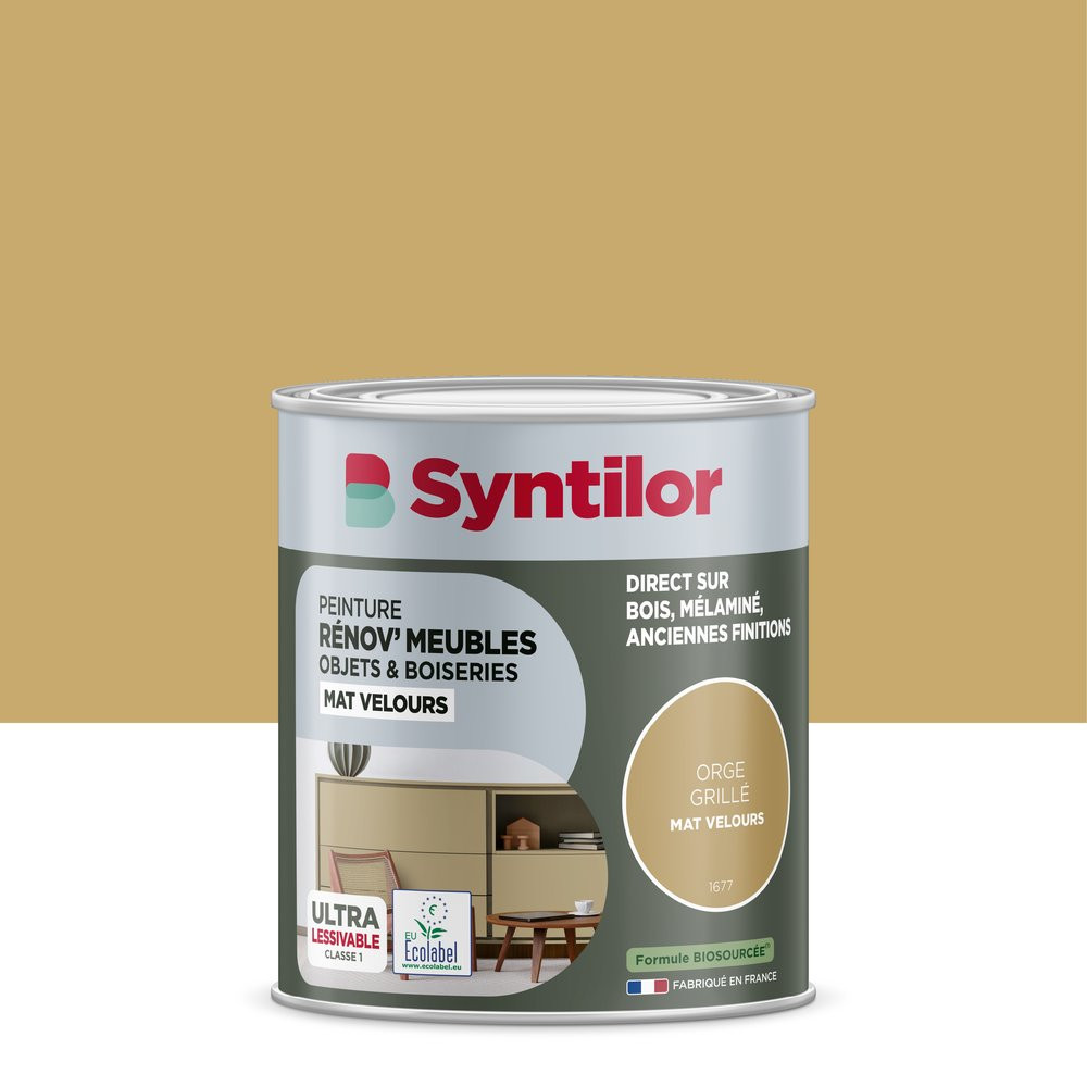 Peinture de rénovation meuble et objet SYNTILOR orge gri velours 0,25L