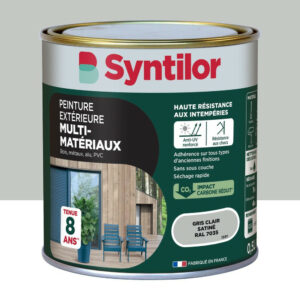 Peinture exterieure bois, aluminium, pvc . SYNTILOR gris clair satine 0.5l