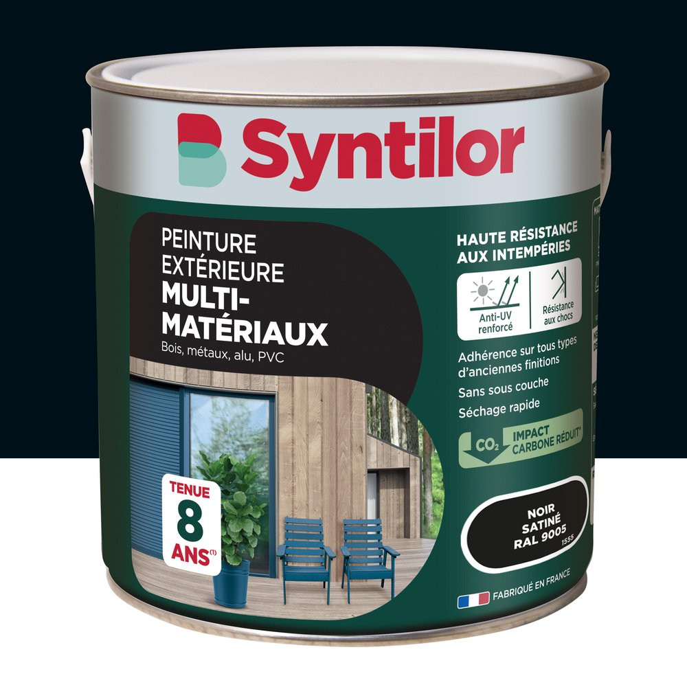 Peinture exterieure bois, aluminium, pvc . SYNTILOR noir satine 2l