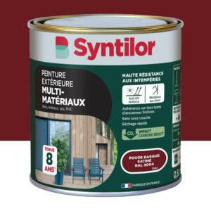 Peinture exterieure bois, aluminium, pvc . SYNTILOR rouge basque satine 0.5l