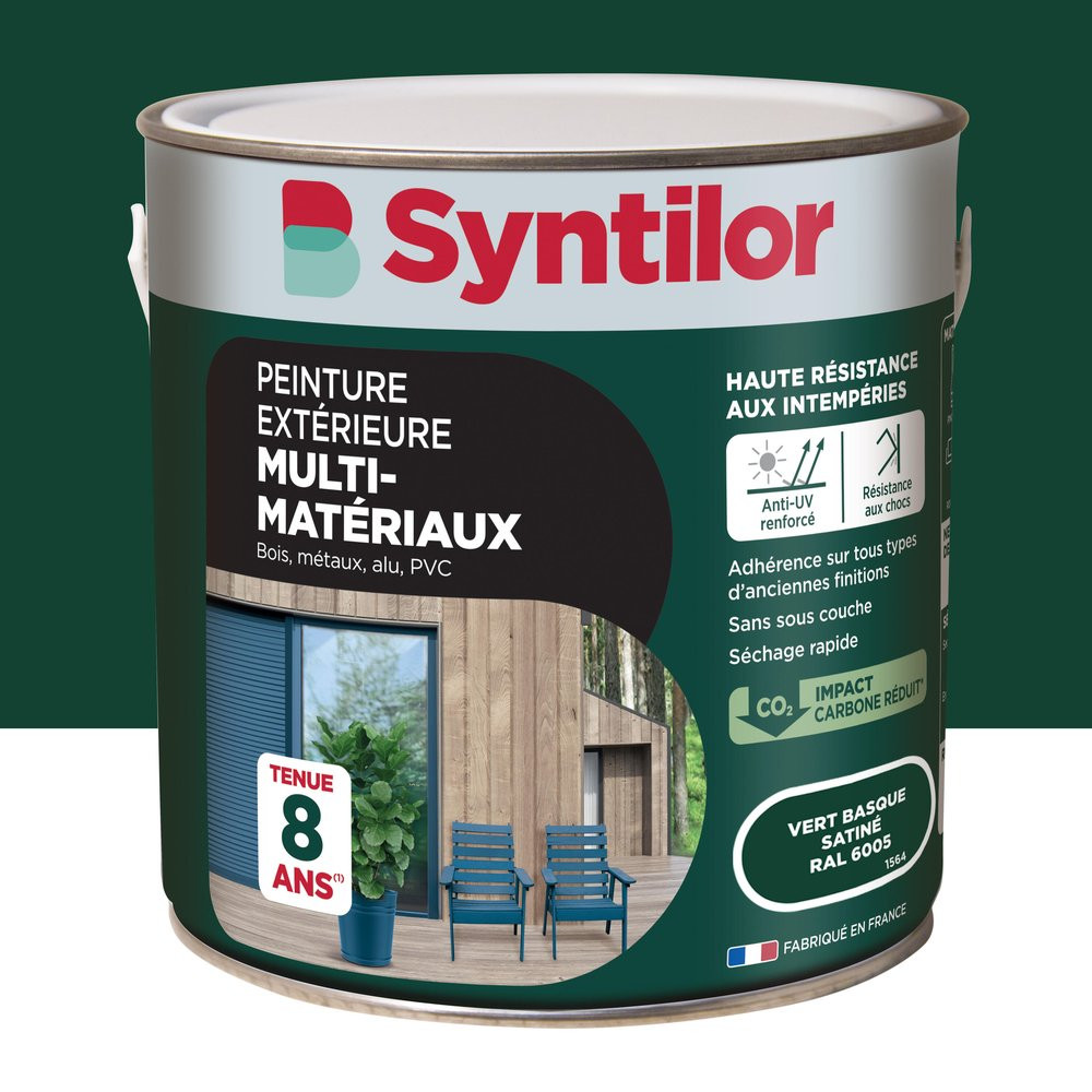 Peinture exterieure bois, aluminium, pvc . SYNTILOR vert basque satine 2l