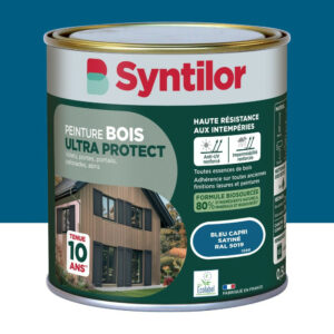 Peinture exterieure bois Ultra protect SYNTILOR bleu capri satine 0.5l