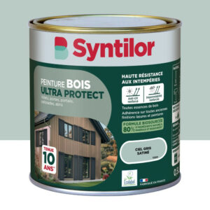 Peinture exterieure bois Ultra protect SYNTILOR ciel gris satine  0.5l