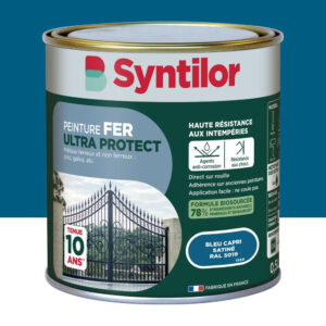 Peinture exterieure fer, alu Ultra protect SYNTILOR bleu capri satine 0.5l