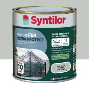 Peinture exterieure fer, alu Ultra protect SYNTILOR gris clair satine  0.5l