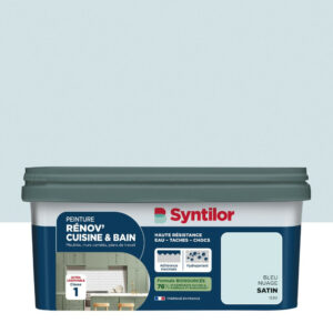 Peinture meuble bleu nuage satin SYNTILOR Renov' cuisine et bain 2l