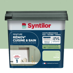 Peinture meuble vert jade satin SYNTILOR Renov' cuisine et bain 0.75l