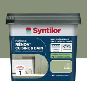 Peinture meuble vert sauge satin SYNTILOR Renov' cuisine et bain 0.75l