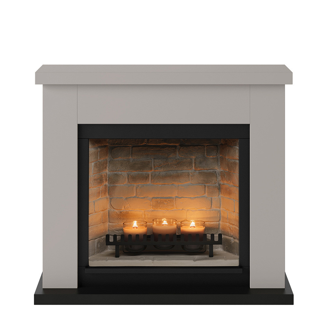 Cheminée électrique à bougies parfumées - FRODE Zenflame - Effets flammes et crépitement - Beige