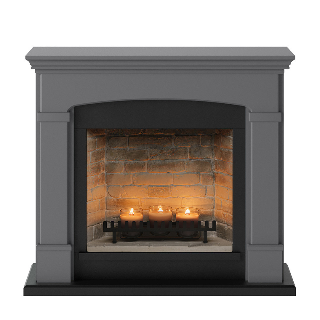 Cheminée électrique à bougies parfumées - HELMI Zenflame - Effets flammes et crépitement - Gris