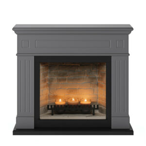 Cheminée électrique à bougies parfumées - LARSEN Zenflame - Effets flammes et crépitement - Gris