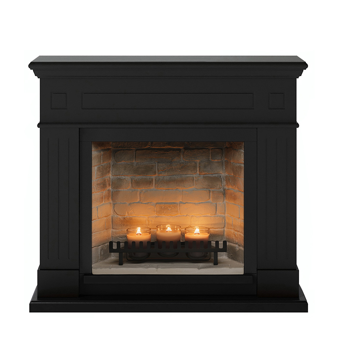 Cheminée électrique à bougies parfumées - LARSEN Zenflame - Effets flammes et crépitement - Noir