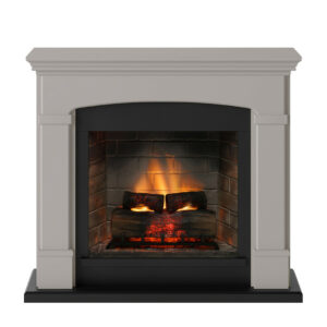 Cheminée électrique connectée 1400W - HELMI Powerflame 2 - effets flammes 3D et crépitement - Beige