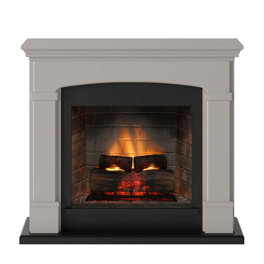 Cheminée électrique connectée 1400W - HELMI Powerflame 2 - effets flammes 3D et crépitement - Beige