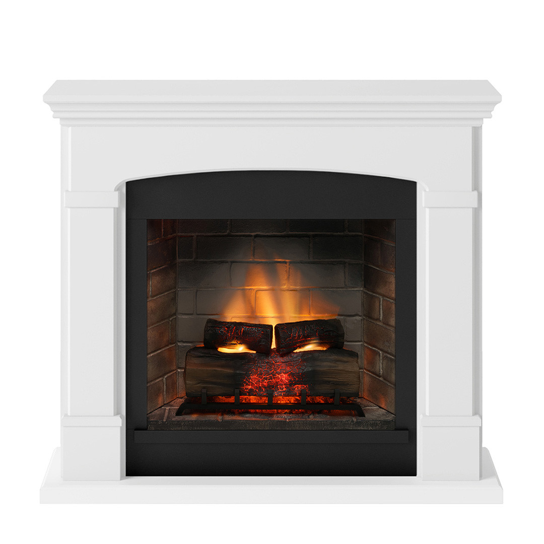 Cheminée électrique connectée 1400W - HELMI Powerflame 2 - effets flammes 3D et crépitement - Blanc