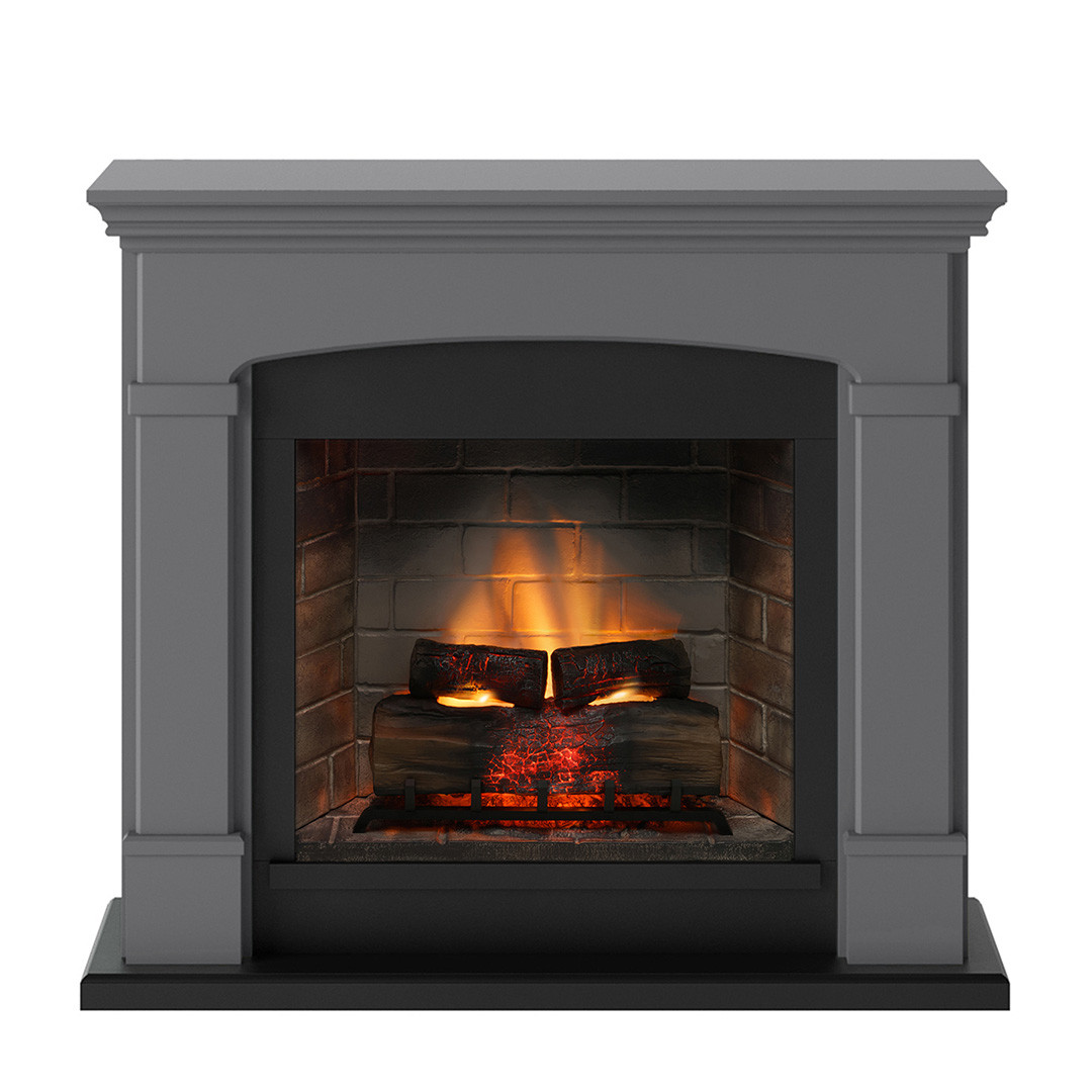 Cheminée électrique connectée 1400W - HELMI Powerflame 2 - effets flammes 3D et crépitement - Gris