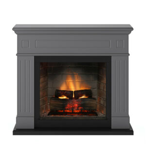 Cheminée électrique connectée 1400W - LARSEN Powerflame 2 - effets flammes 3D et crépitement - Gris