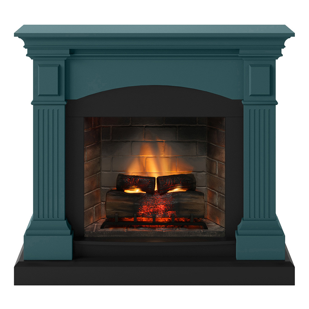 Cheminée électrique connectée 1400W - MAGNA Powerflame 2 - effets flammes 3D et crépitement - Turquoise