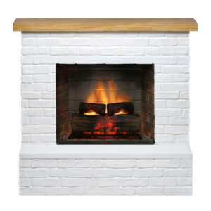 Cheminée électrique connectée 1400W - ROLF Powerflame 2 - effets flammes 3D, et crépitement - blanc