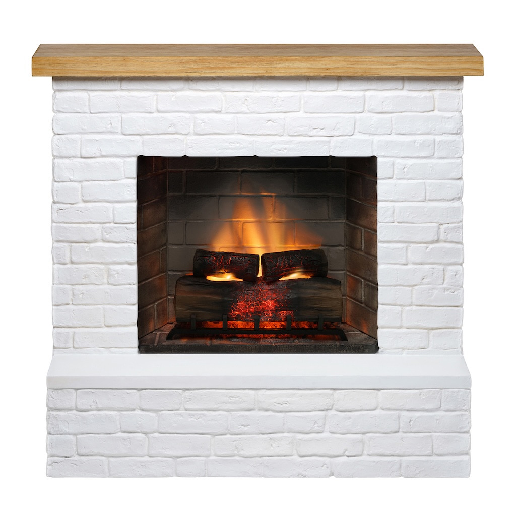 Cheminée électrique connectée 1400W - ROLF Powerflame 2 - effets flammes 3D, et crépitement - blanc