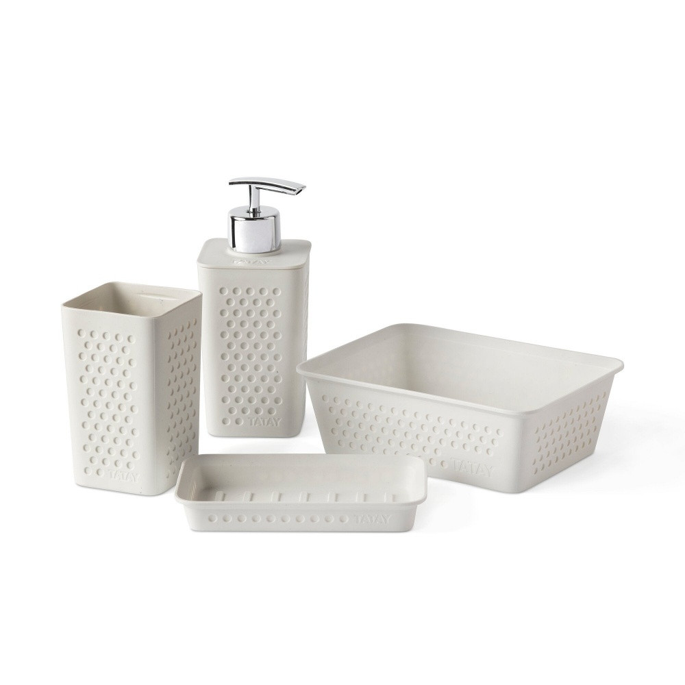 Lot de 4 accessoires à poser TATAY Bohol plastique blanc
