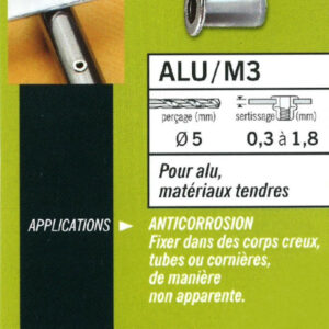 35 écrous M5 à sertir alu avec tête plate