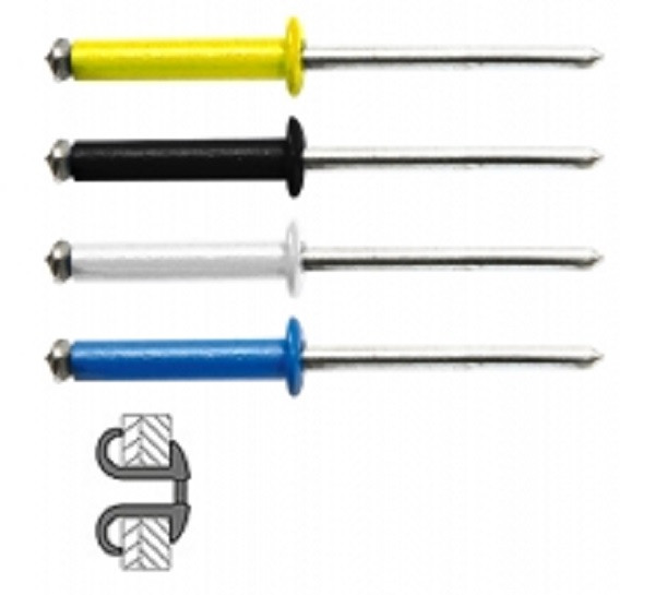 48 rivets éclatés alu/acier à tête plate couleur Ø 4 x 16 mm