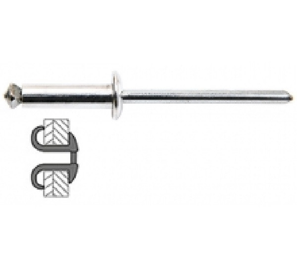 50 rivets éclatés alu / acier à tête plate Ø 4 x 18 mm