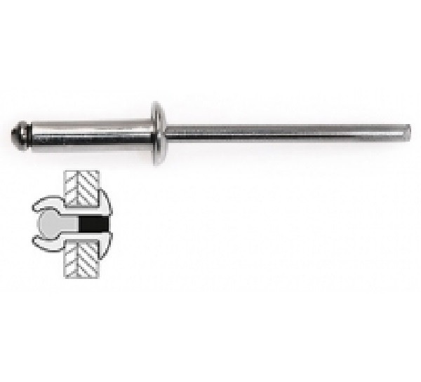 75 rivets acier / acier à tête plate Ø 4 x 12 mm