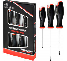 Jeu de 7 tournevis Plats 3x75 / 4x100 / 5,5x125 / Ph1x80 / Ph2x100 / Pz1x80 / Pz2x100