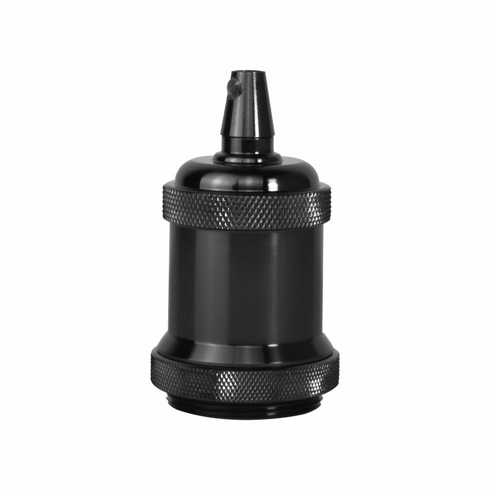 Douille e27 + cache metal chrome noir d50mm tibelec
