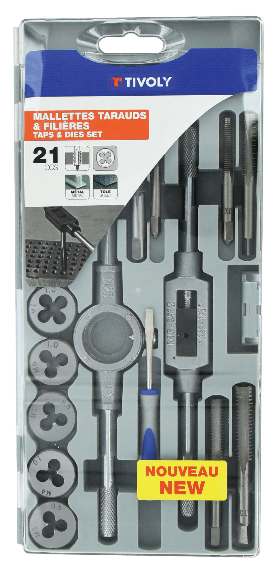 Coffret 21 tarauds et filières mtf21 métal TIVOLY