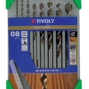 Coffret 8 forets technic bois, Diam.2-3-4-5-6-7-8-10 mm TIVOLY