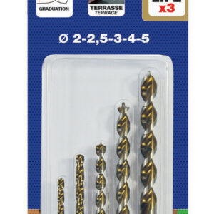Coffret de 5 forets technic bois, Diam.2 Ã 5 mm TIVOLY